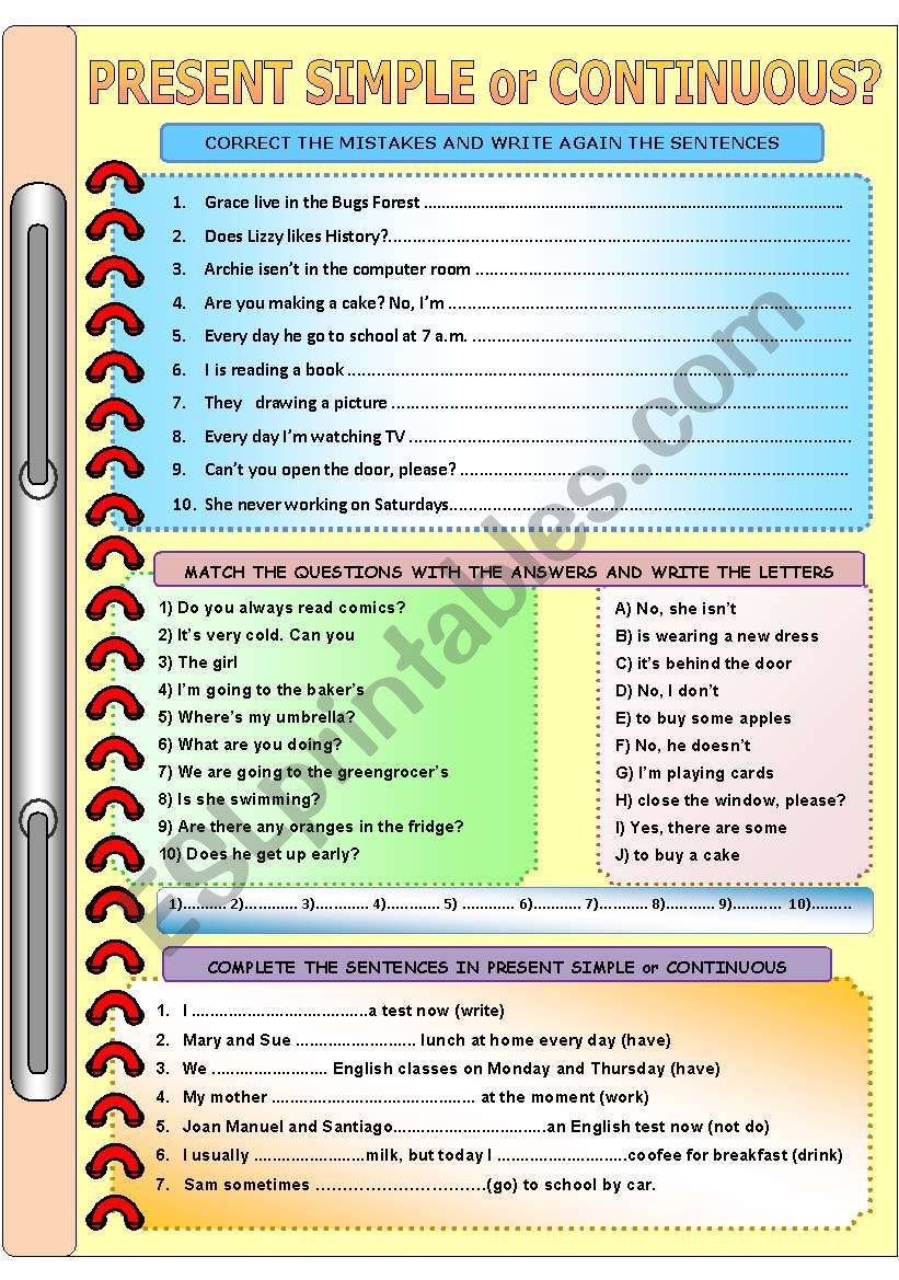 PRESENT SIMPLE OR PRESENT CONTINUOUS 3