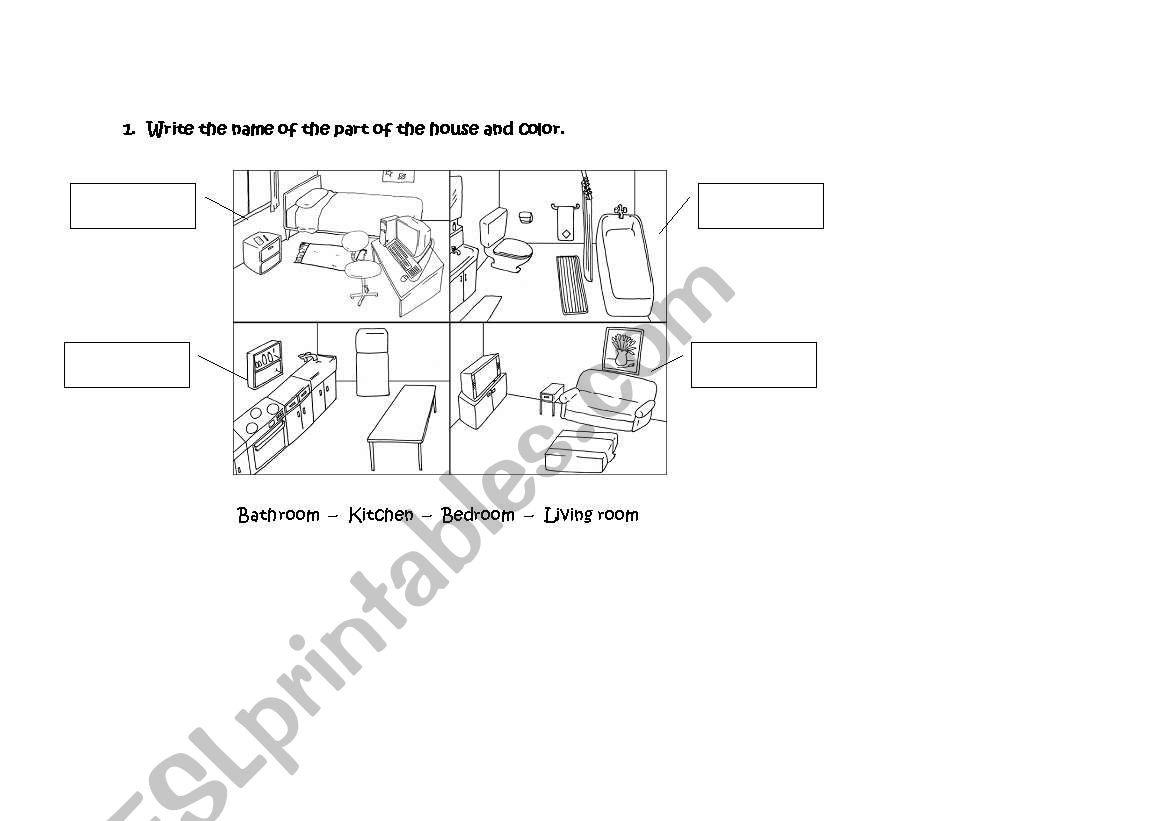 Parts of the house worksheet