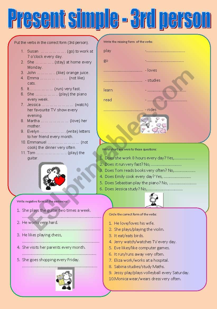 Present Simple - 3rd person worksheet