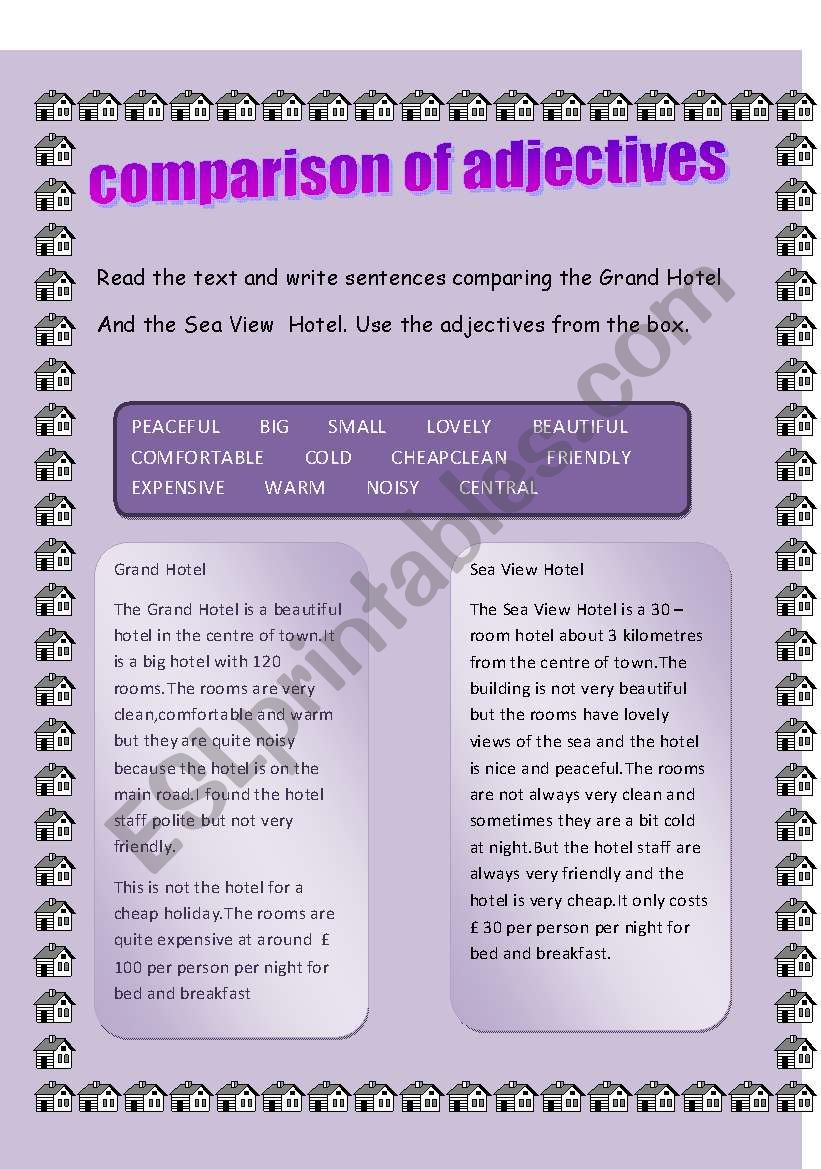 comparison of adjectives worksheet