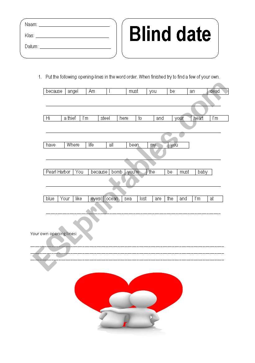 blind date worksheet