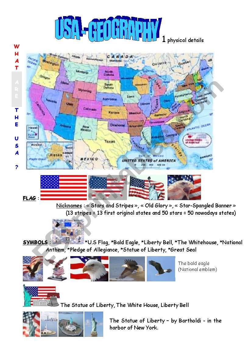 USA : physical geography worksheet