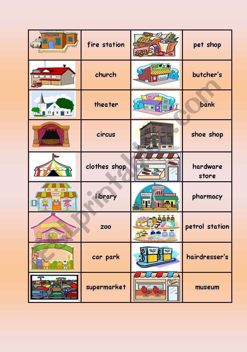 City domino game worksheet