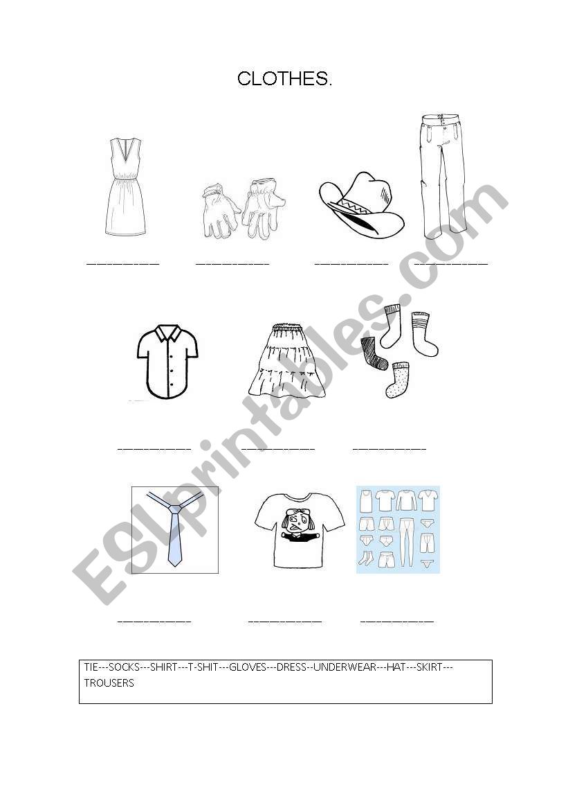 CLOTHES. worksheet