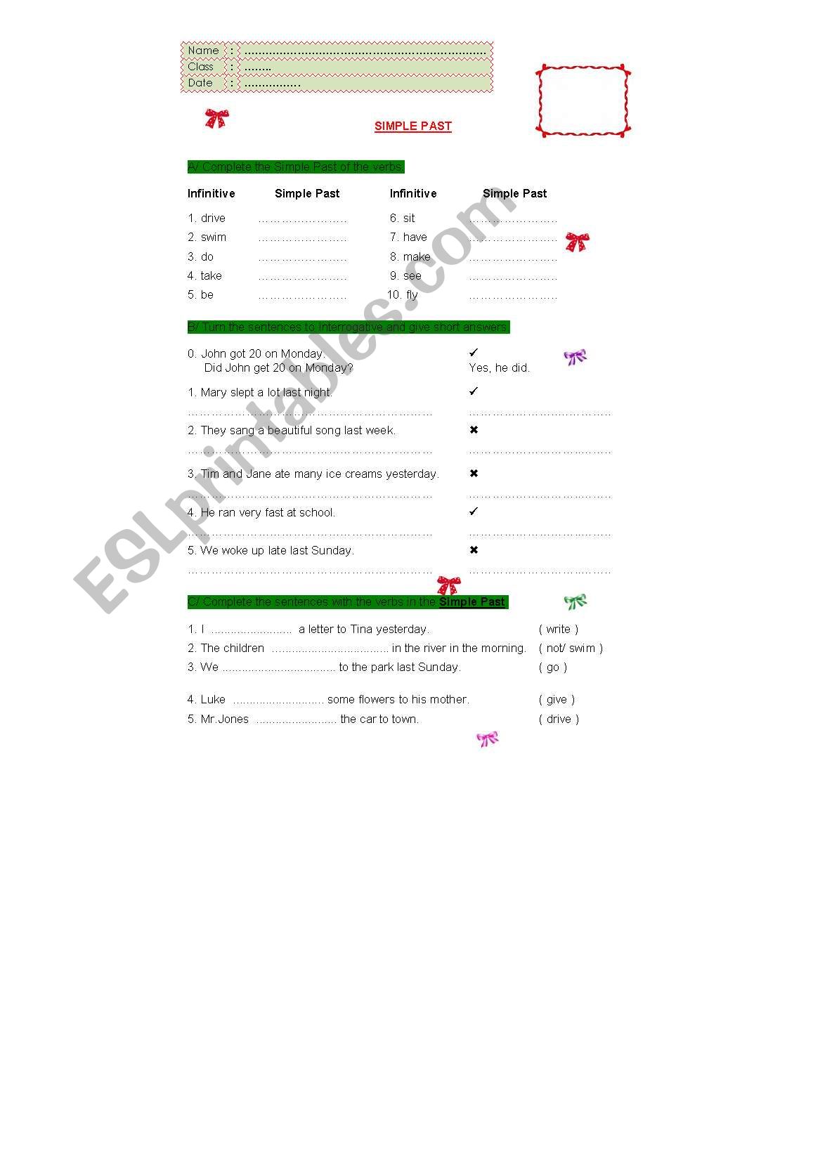 Simple Past worksheet