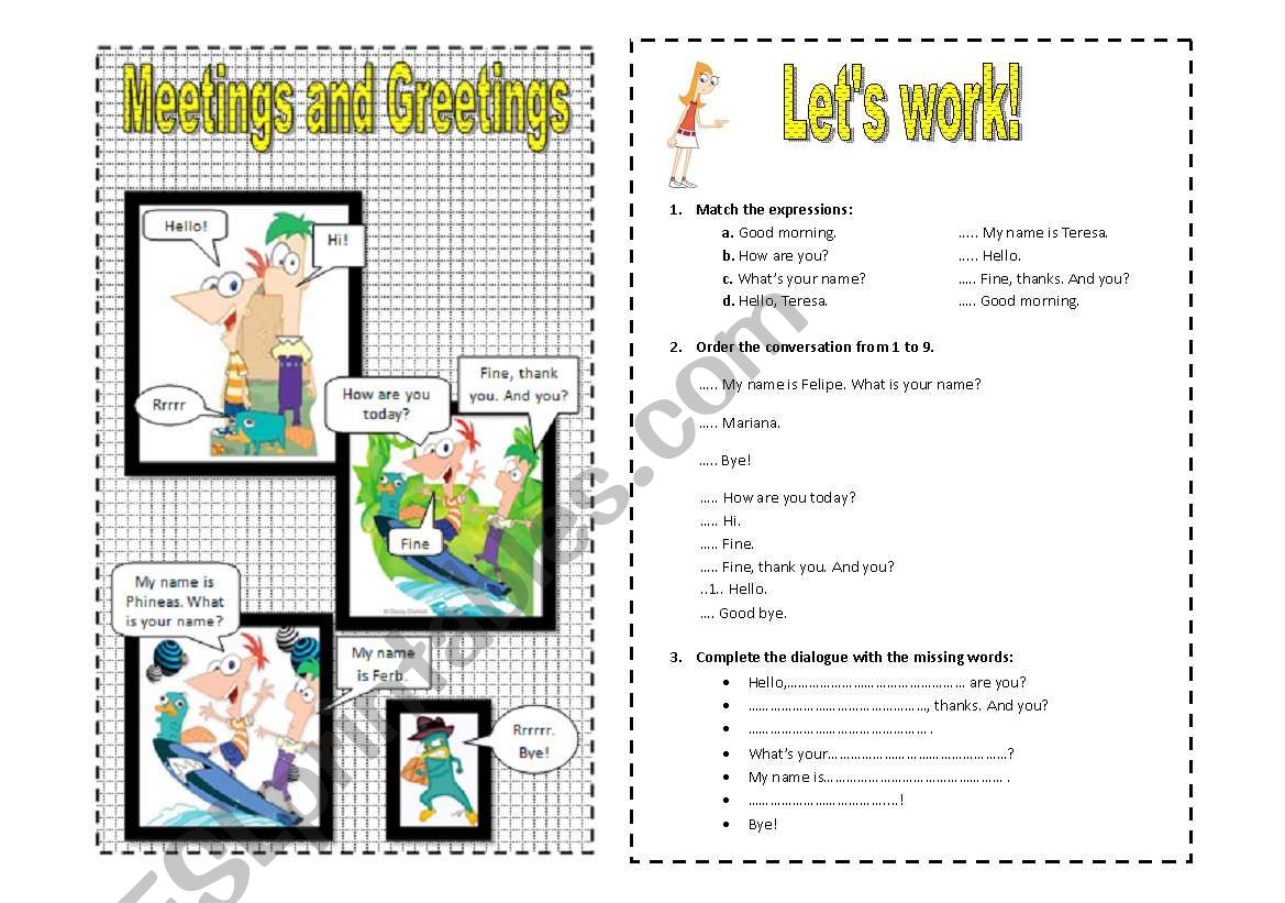 meetings and greetings worksheet