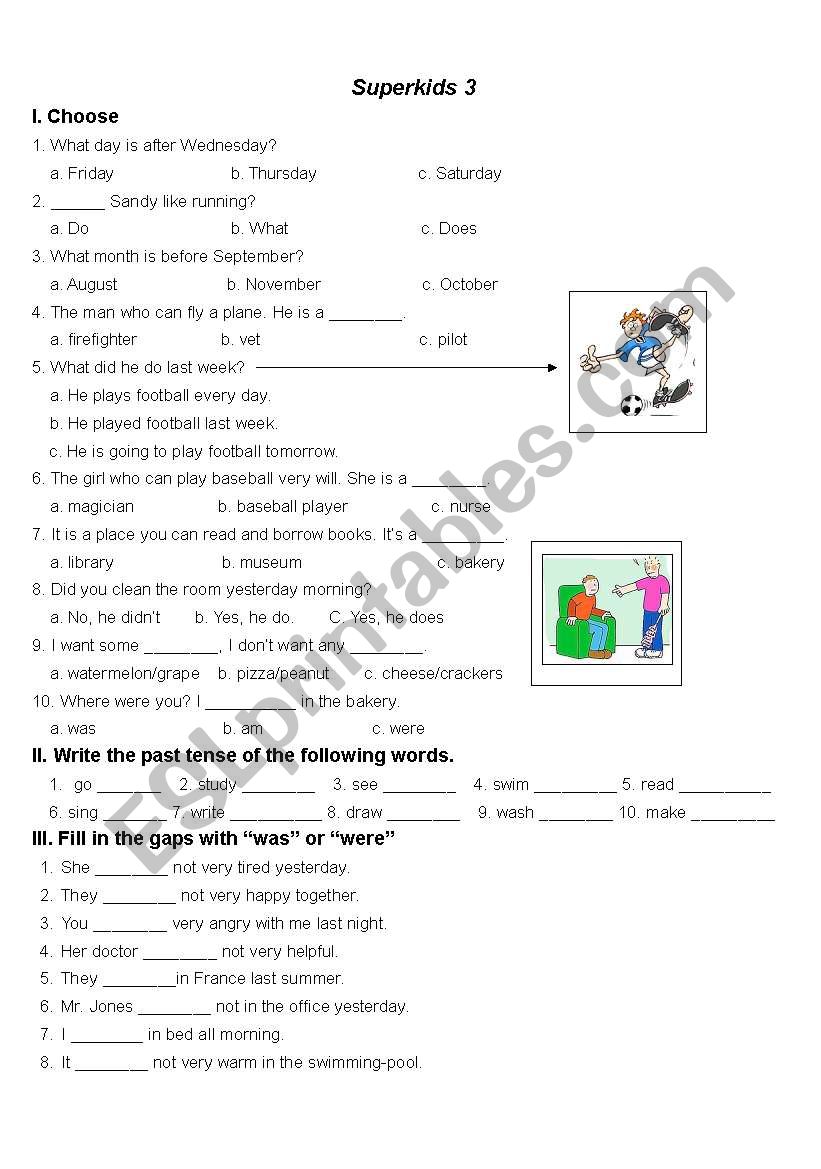 Test for grade 3 primary students, especally for superkids 3 book 