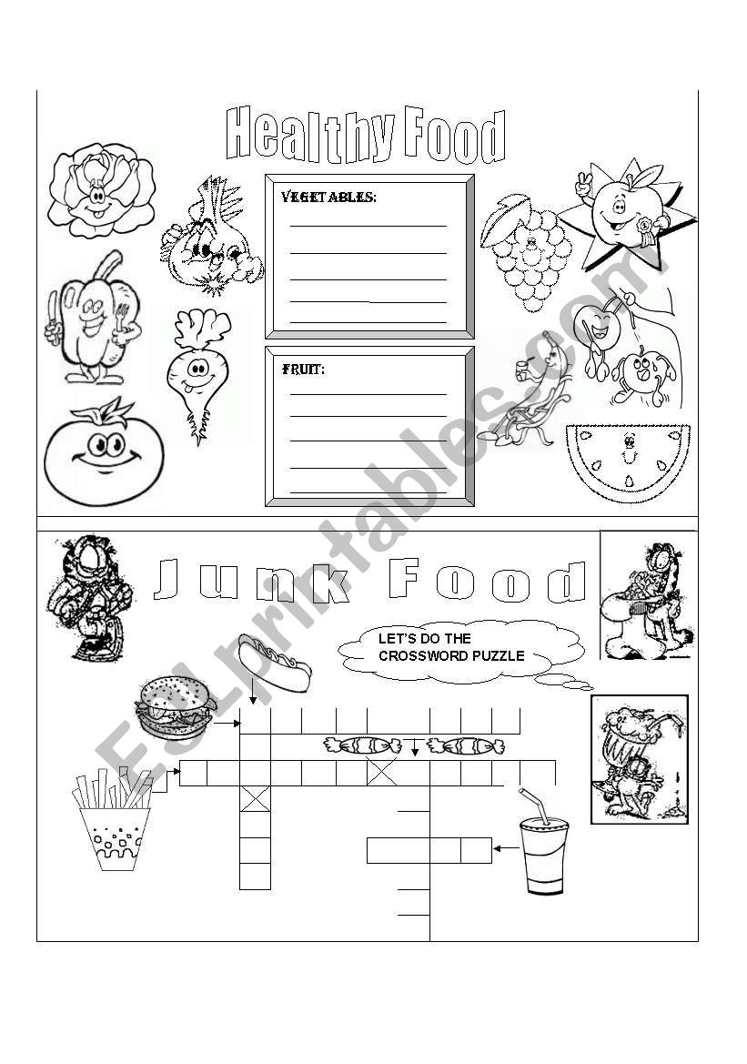 HEALTHY AND JUNK FOOD worksheet