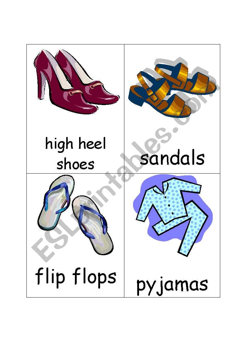 Clothes Flash Cards Set 2 (8 cards)