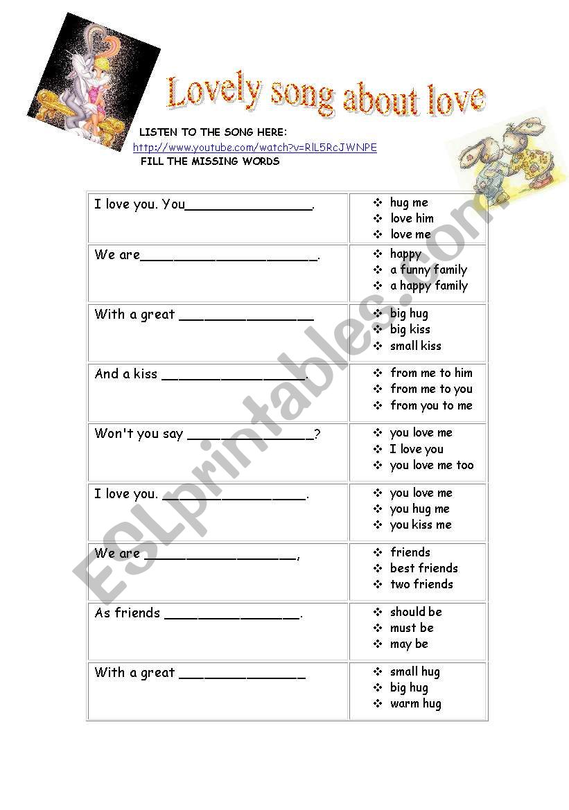 I love you, you love me - activity based on the song