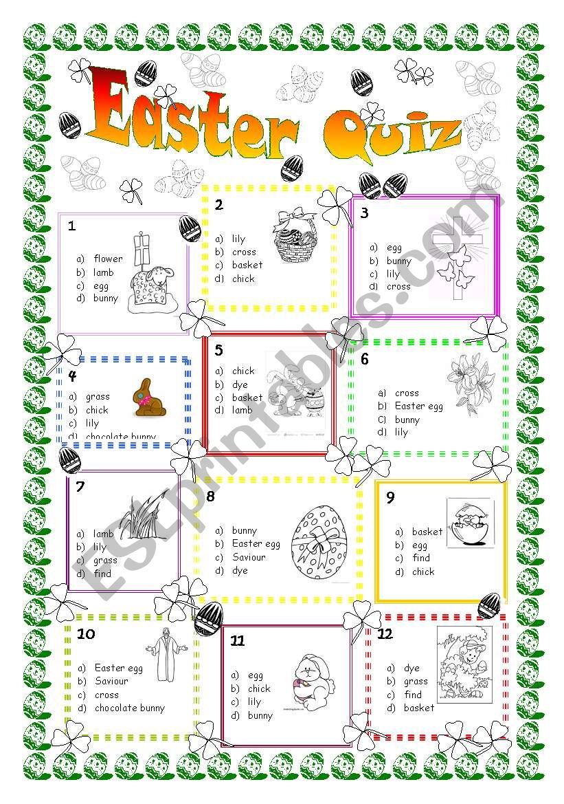 Colour Easter Quiz worksheet