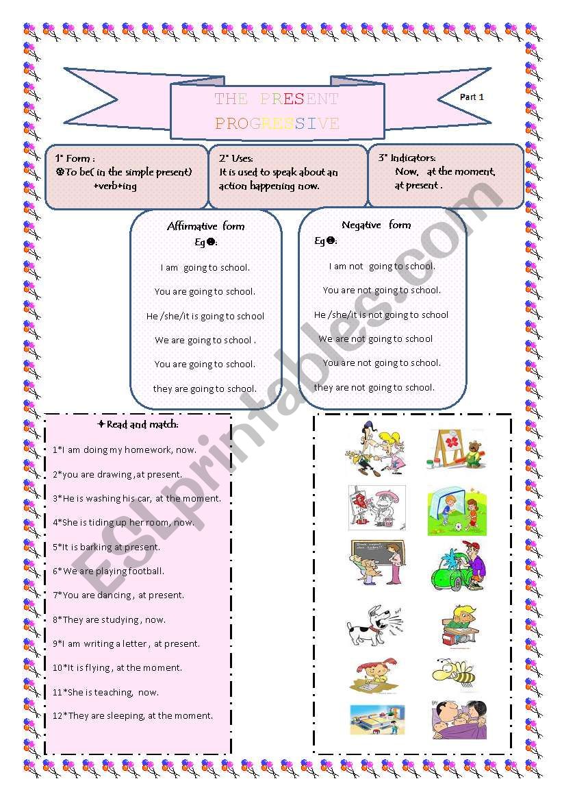 The present progressive part1 worksheet