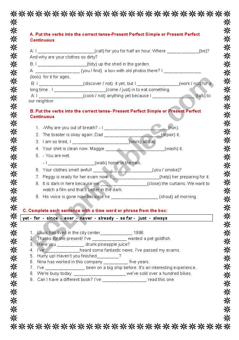 Present perfect and present perfect continuous