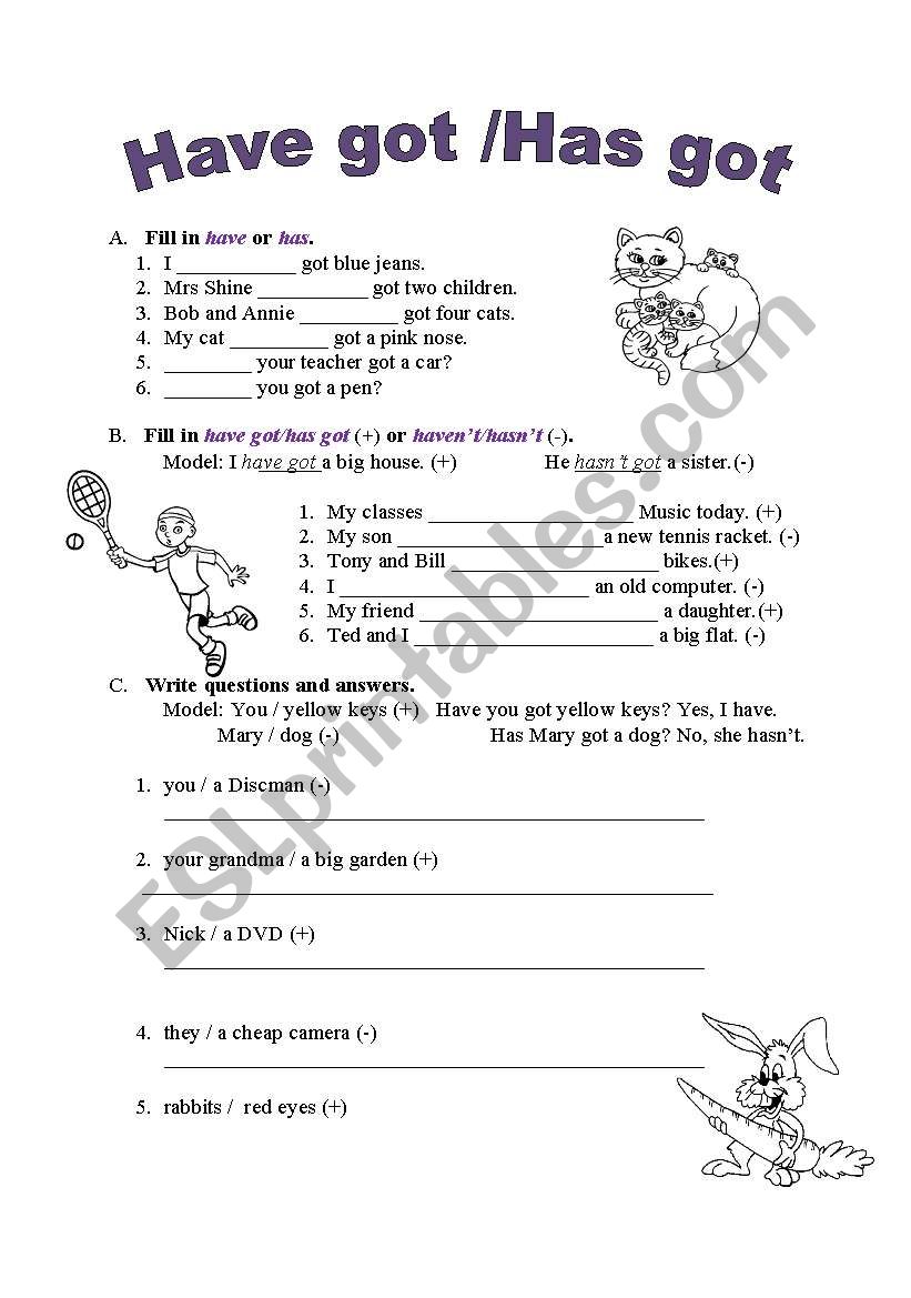 Have go/Has got worksheet