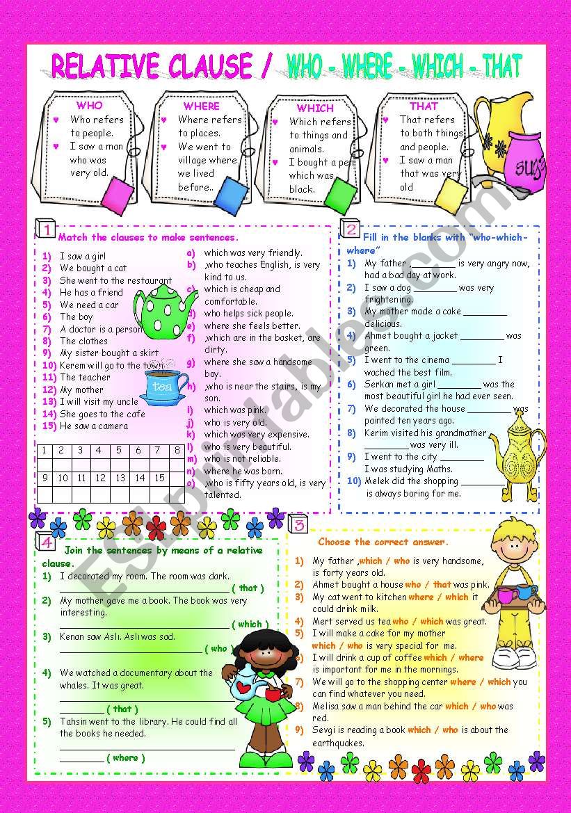 RELATIVE CLAUSES / WHO-WHICH-WHERE-THAT