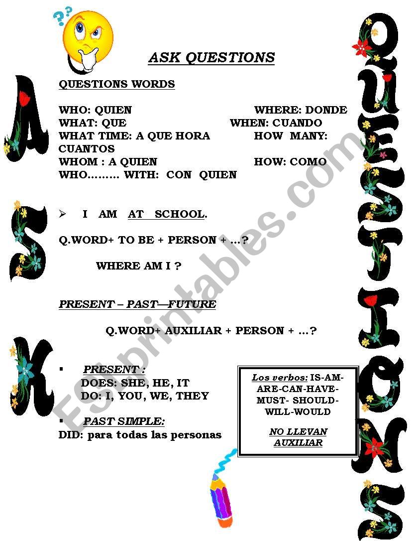 ask questions worksheet