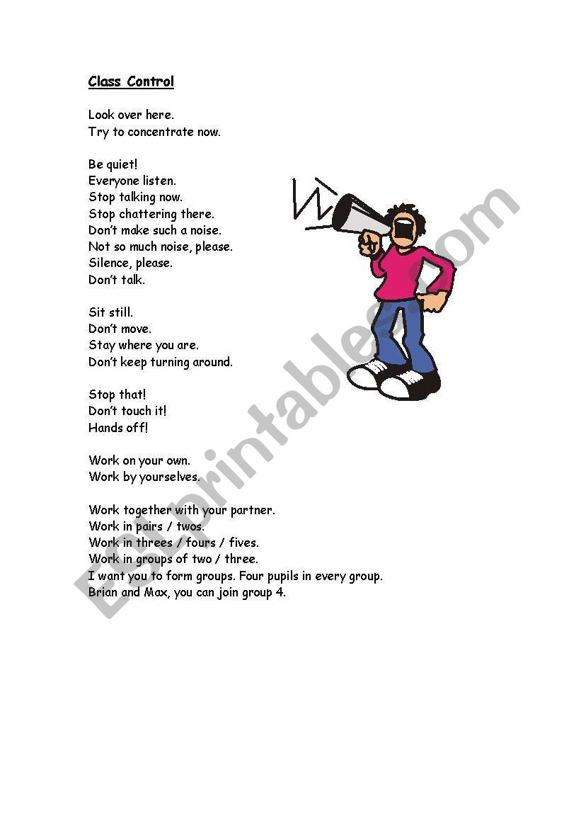 Classroom Language worksheet