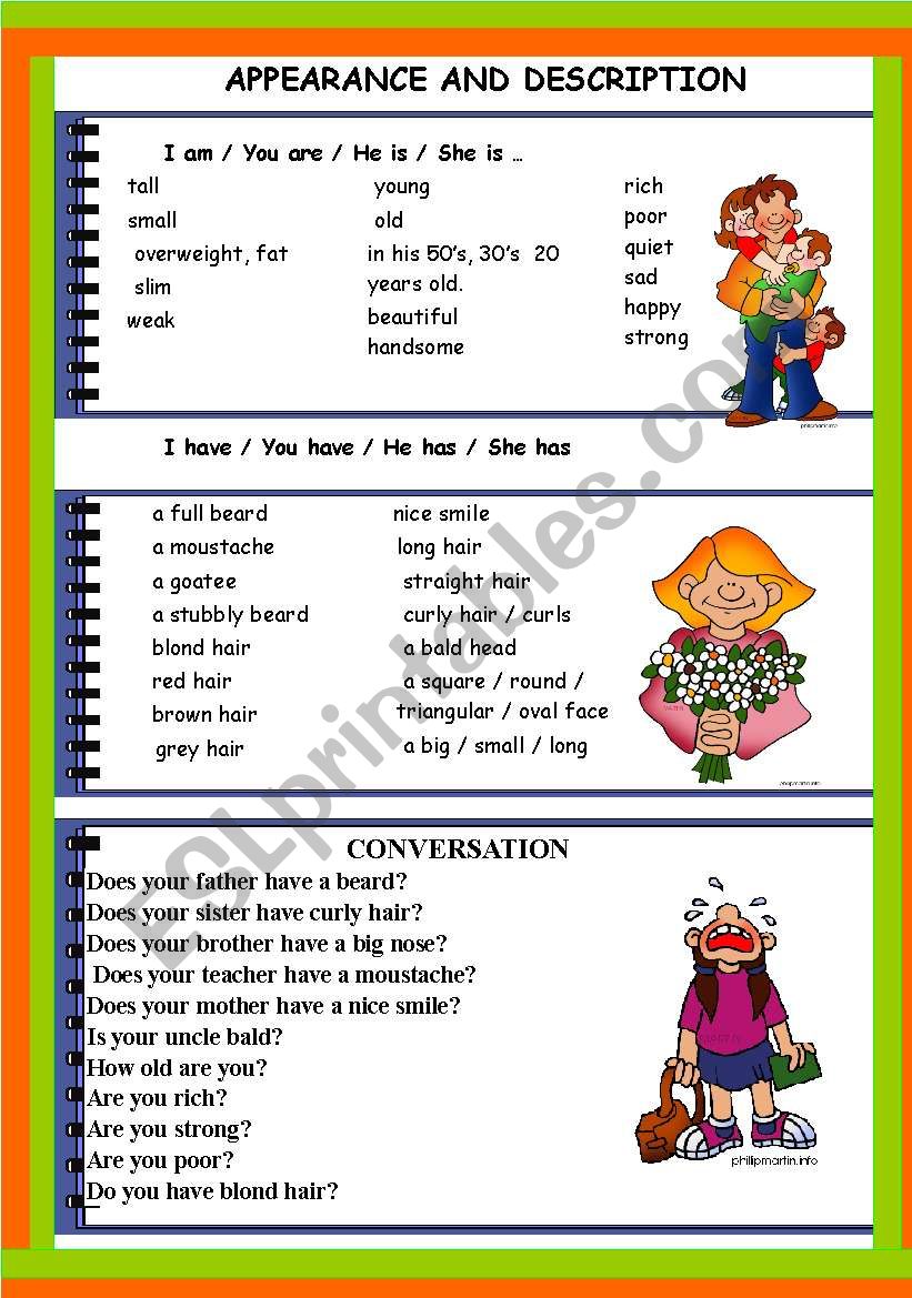 ADJECTIVES - APPEARANCE AND DESCRIPTION