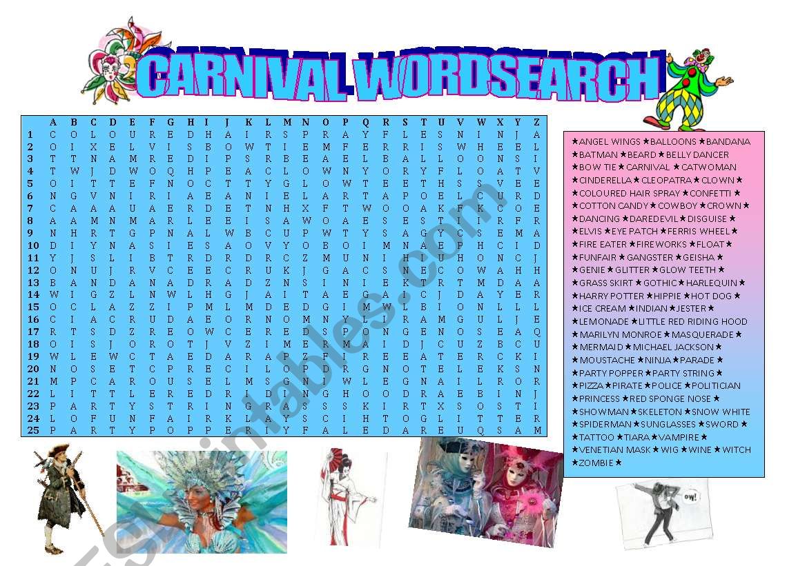 Carnival Wordsearch worksheet