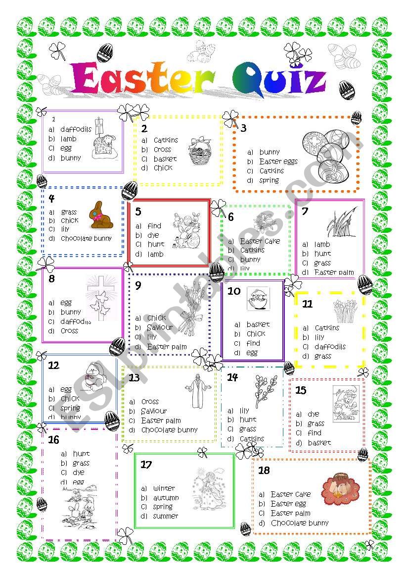 Colour Easter Quiz 2 worksheet