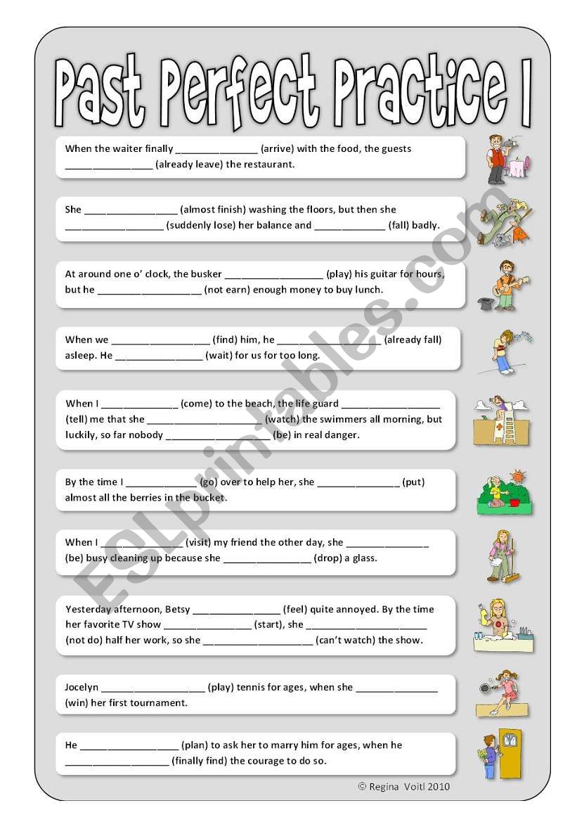 Children and adults: past perfect / past perfect progressive (continuous) & mixed past tenses 1/2 (+Key)