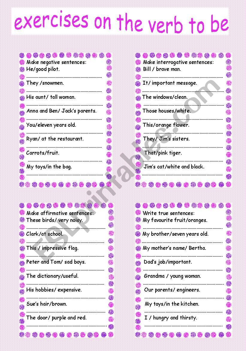 the verb to be present simple worksheet