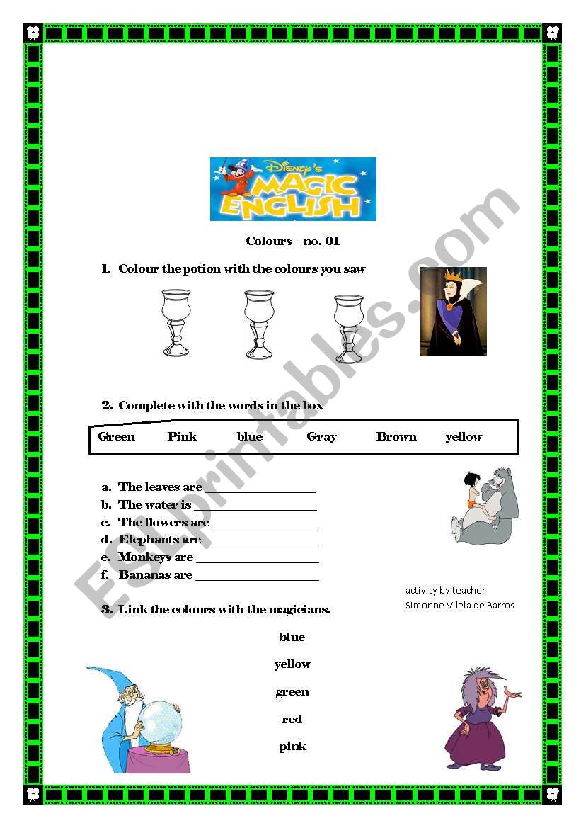 Magic English - Colours worksheet