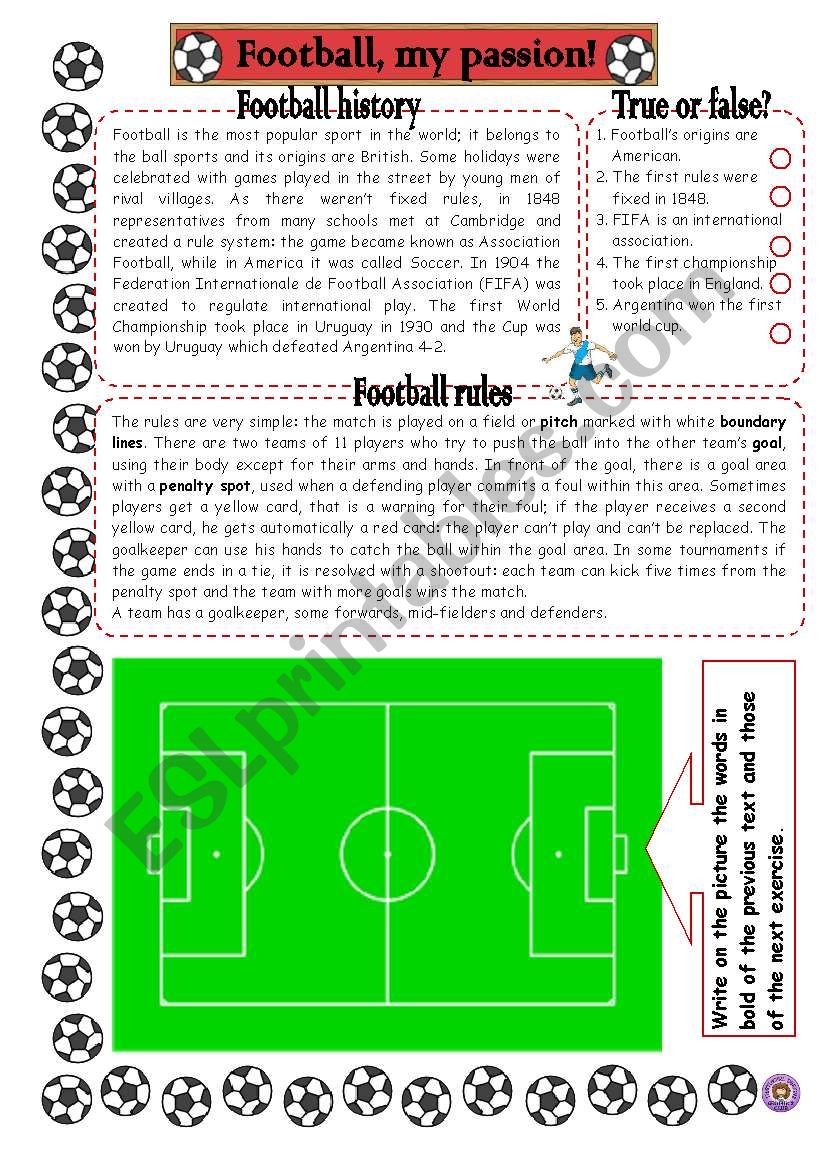 FOOTBALL, MY PASSION! worksheet