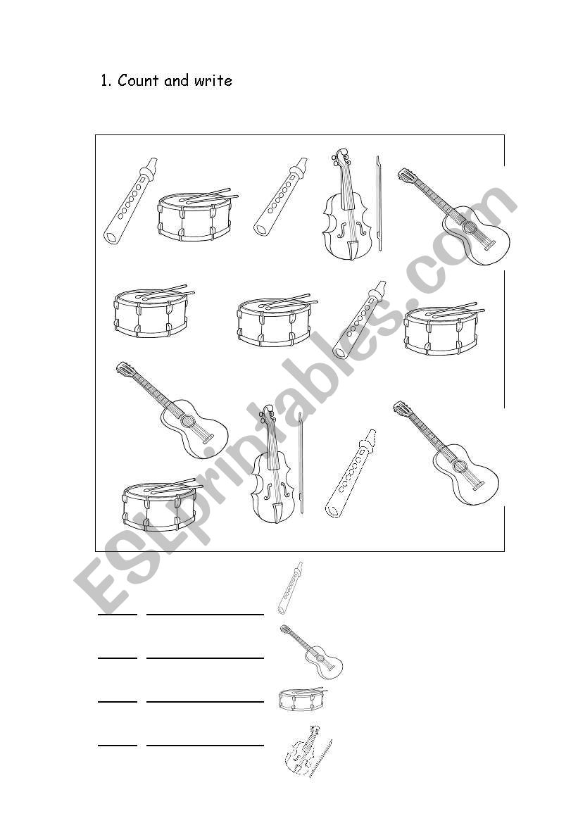 Musical instruments worksheet