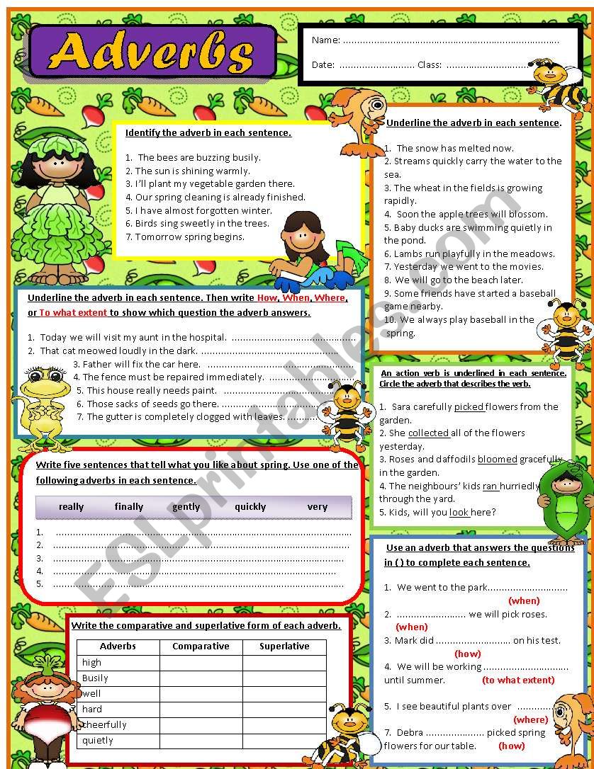 ADVERBS  - Editable w / Answer key