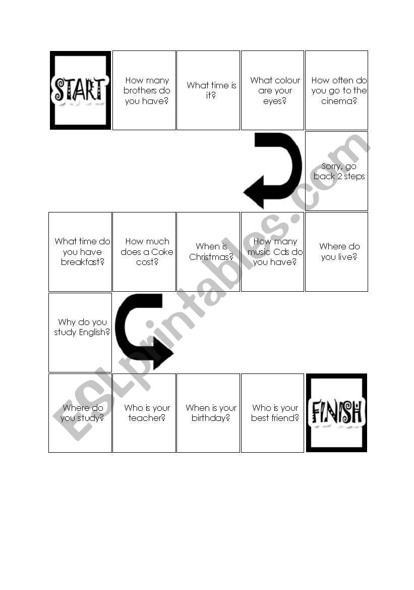 BOARD GAME: Simple present worksheet