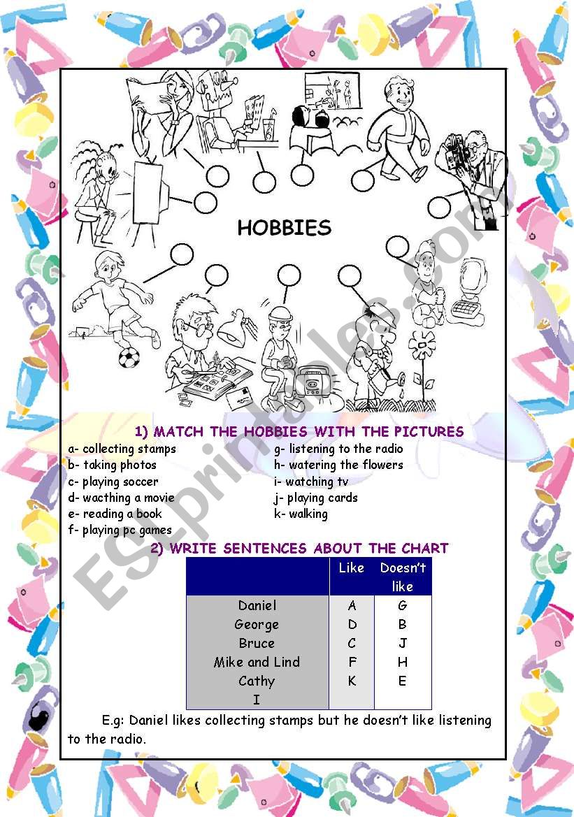 interesting worksheet for hobbies-simple present tense