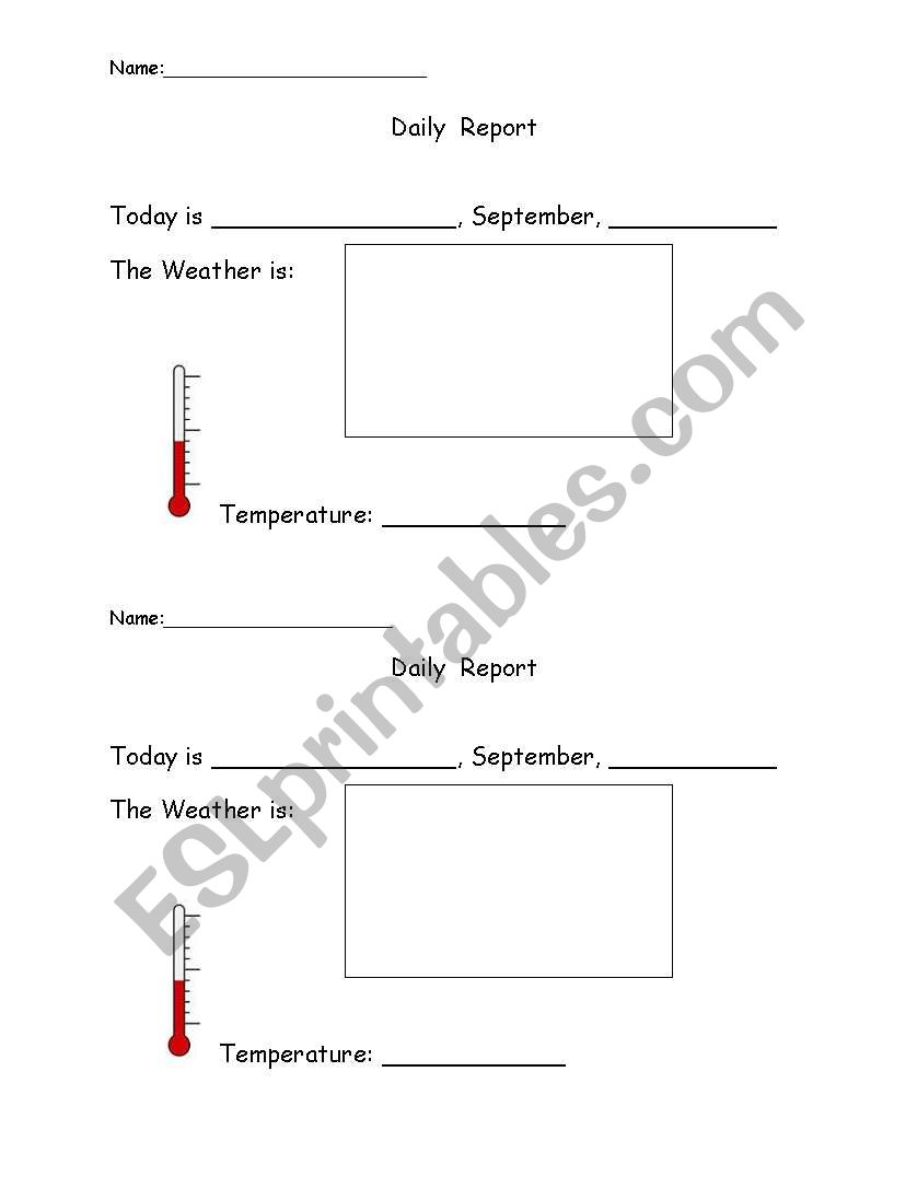 Daily weather report worksheet