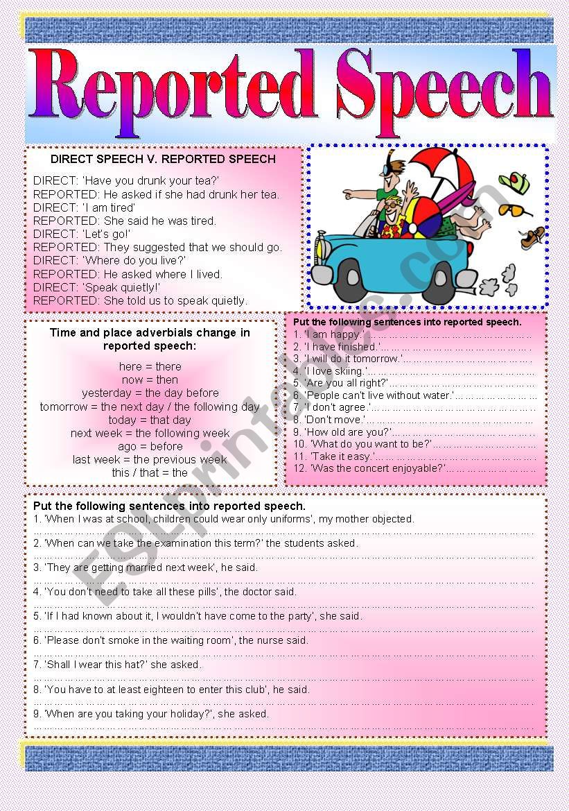 Reported Speech worksheet