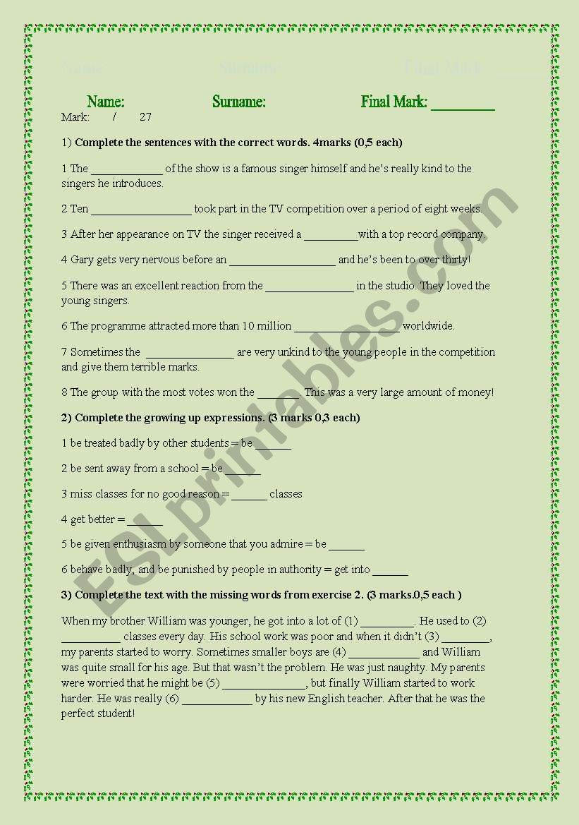 test the pasive voice worksheet