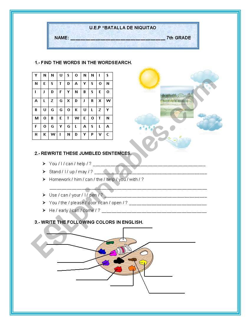 Weather.colors, Can and May worksheet