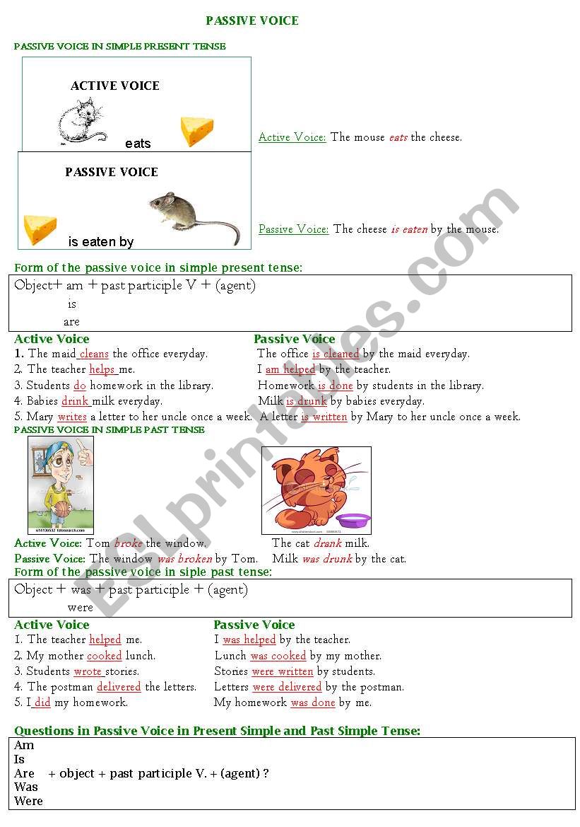 passive voice worksheet