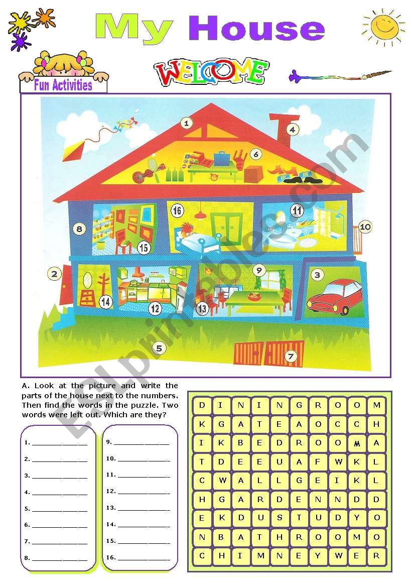 My House  -  Fun activities worksheet