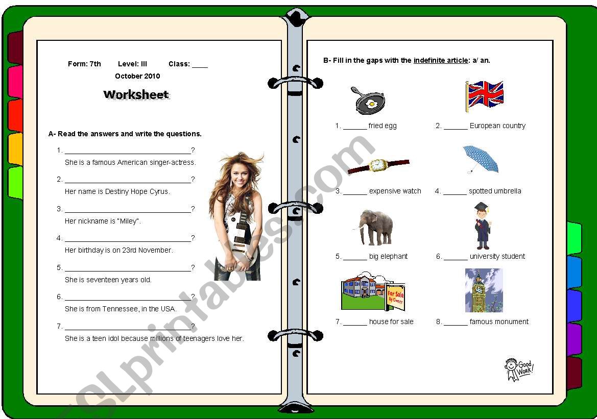 Revision Work worksheet