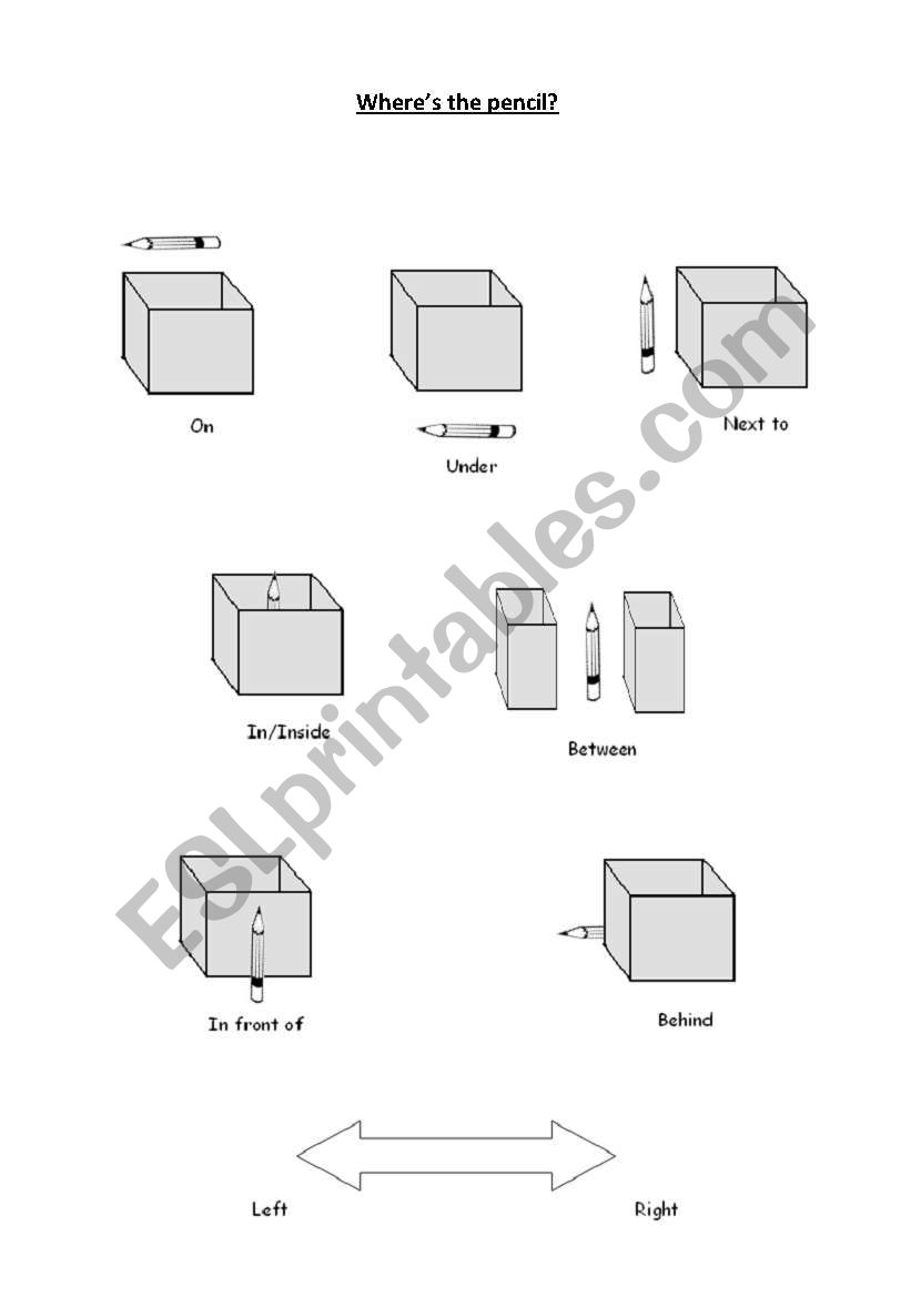 Where is the pencil? Worksheet with directions