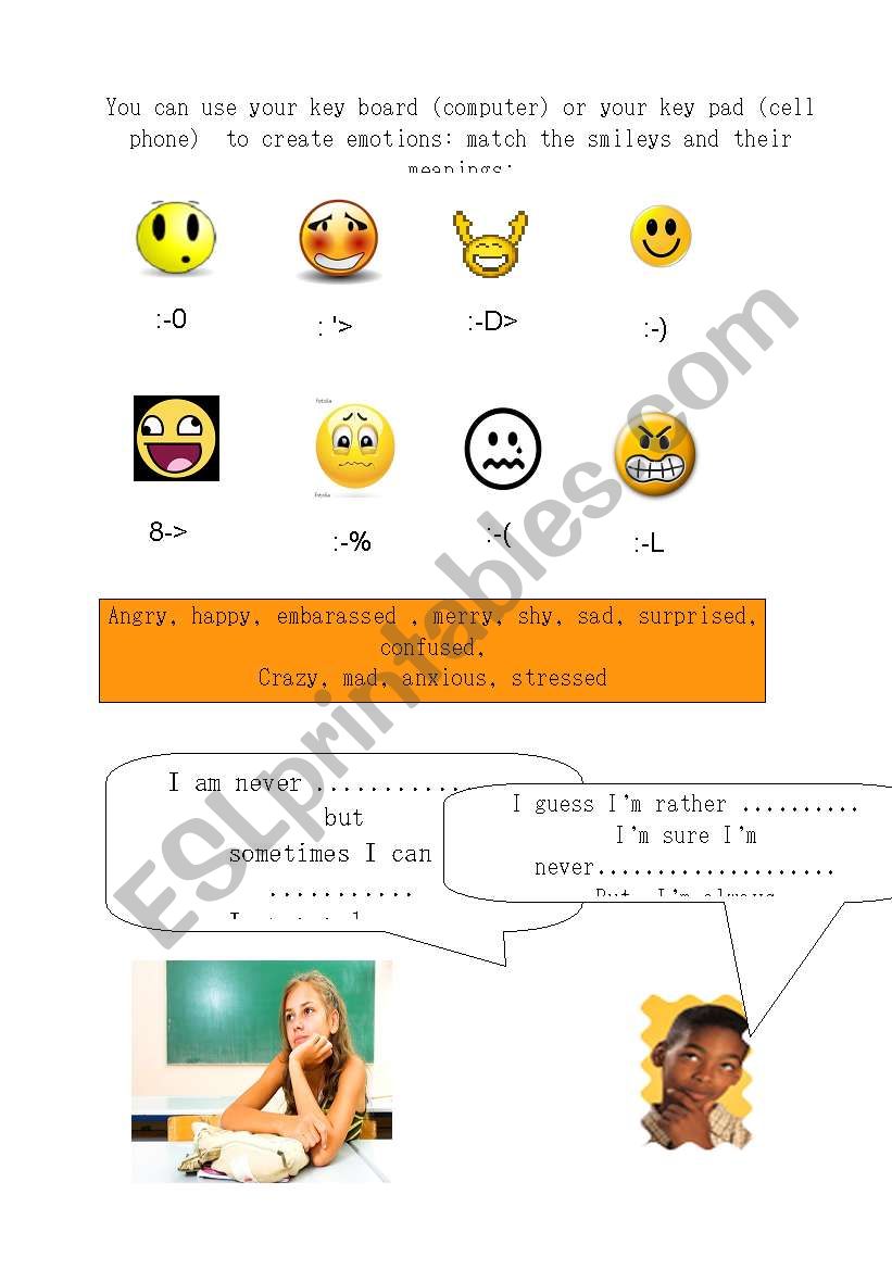 Smileys and feelings :-) worksheet