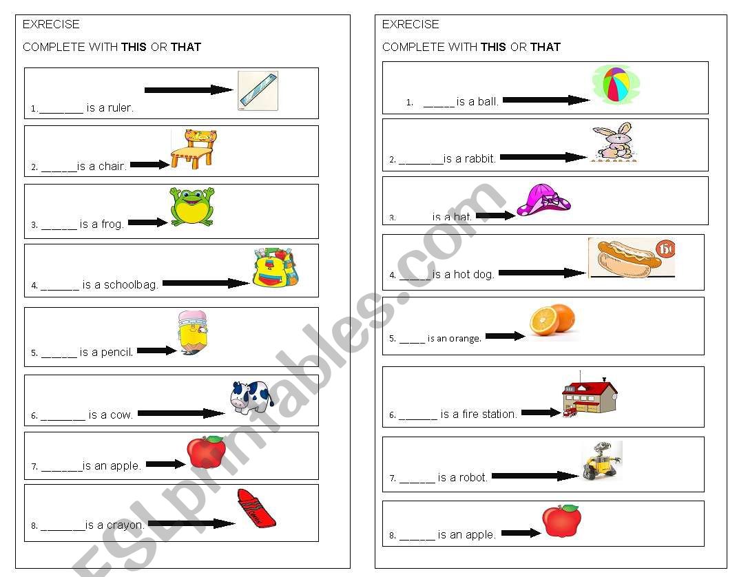 DEMOSTRATIVES SINGULAR worksheet