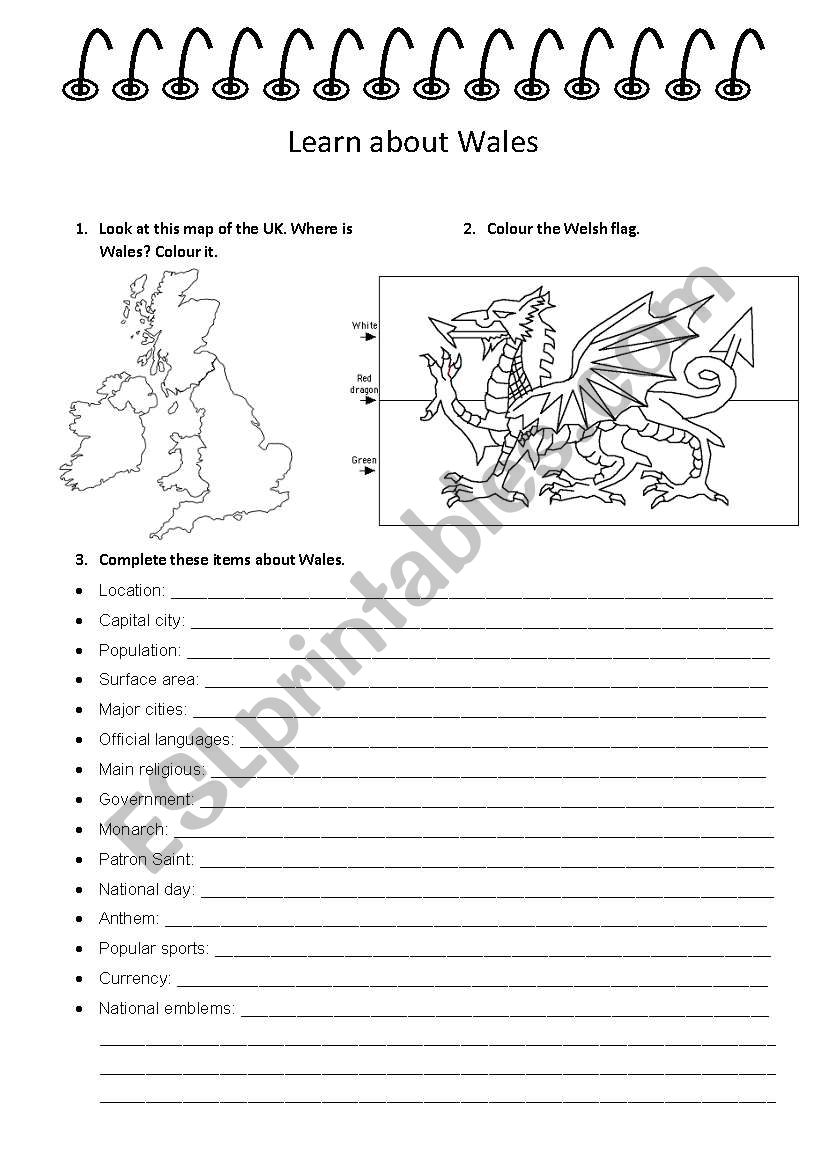 Wales worksheet