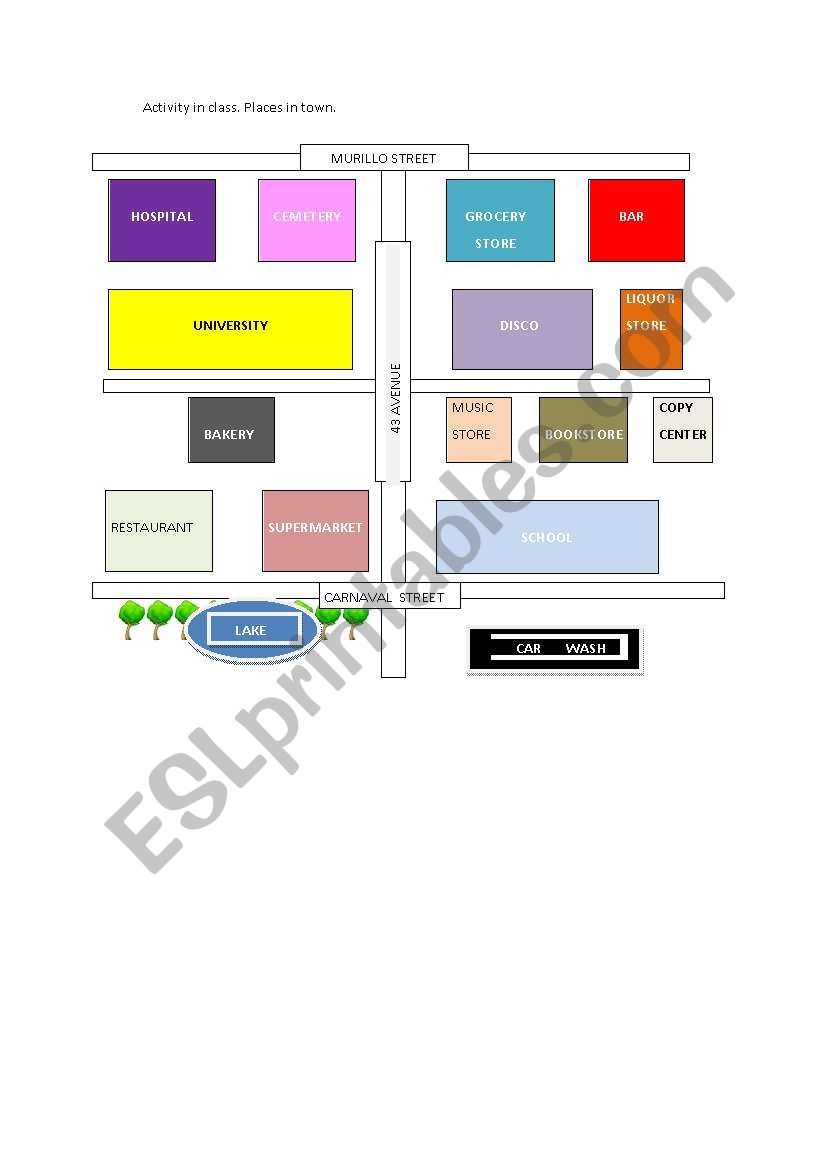 places and directions worksheet