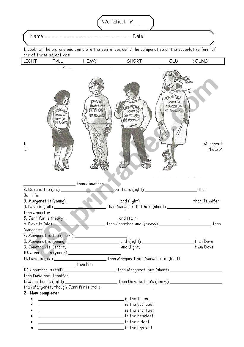 Comparative in adjectives worksheet