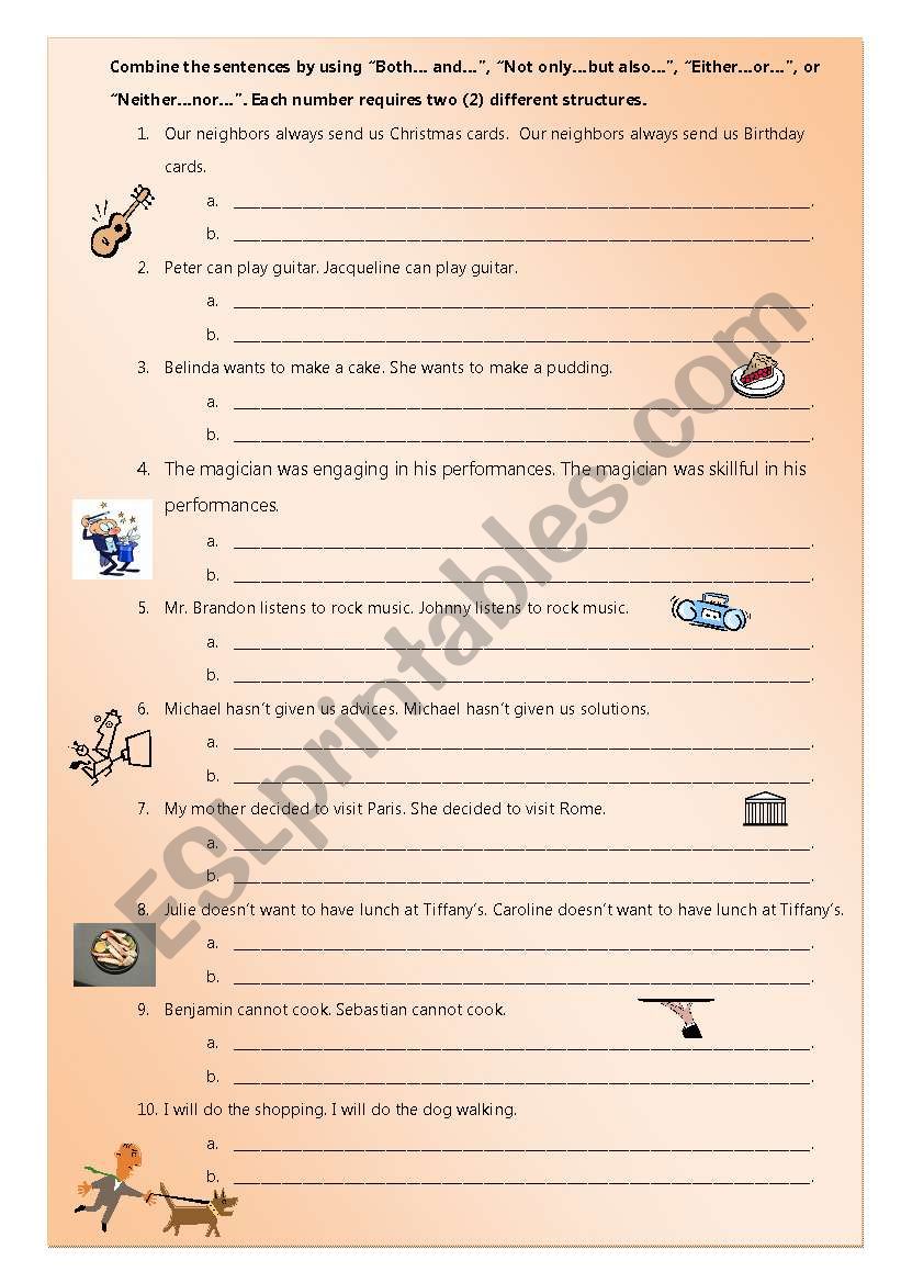 Combine sentences worksheet