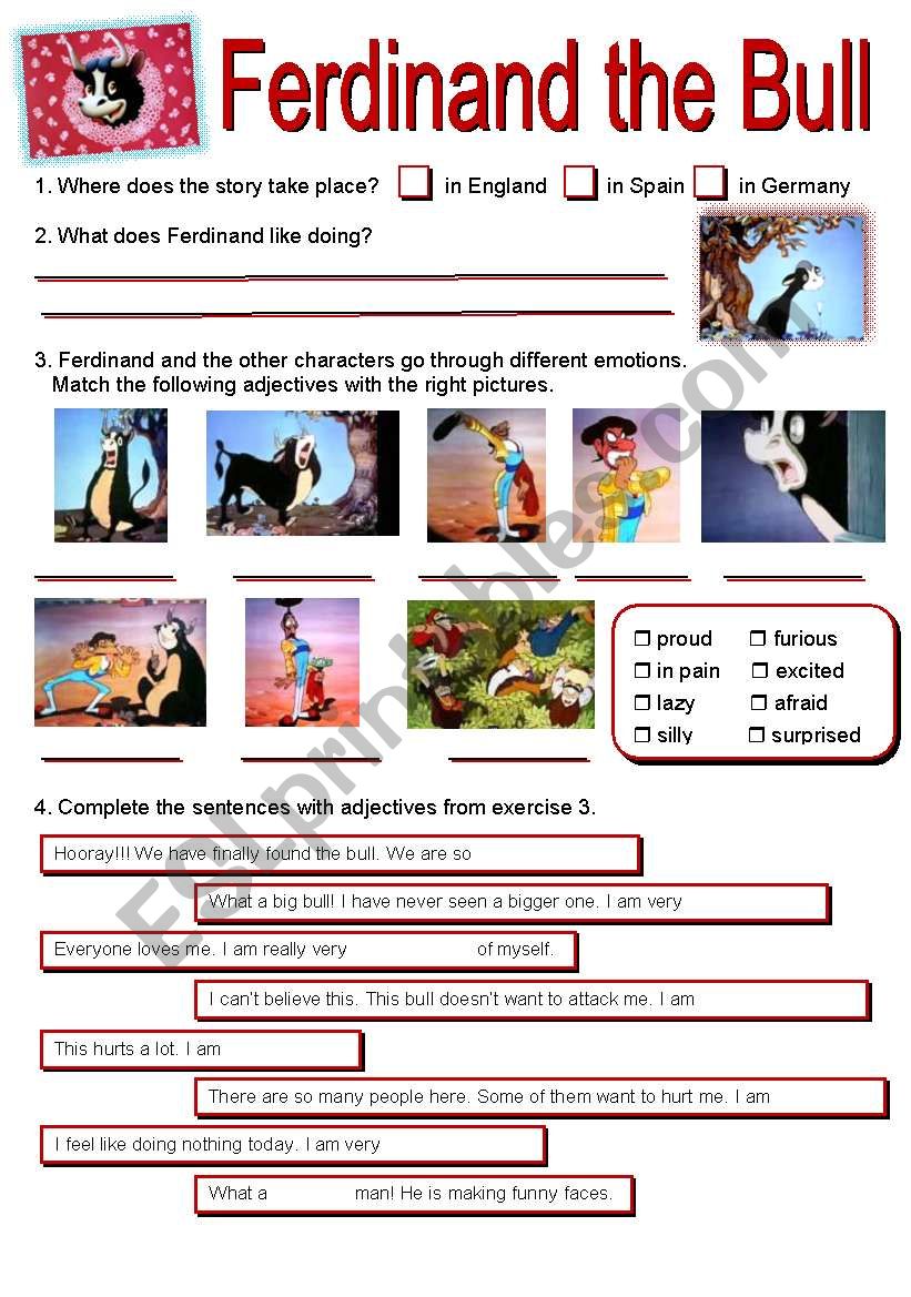 FERDINAND THE BULL  worksheet