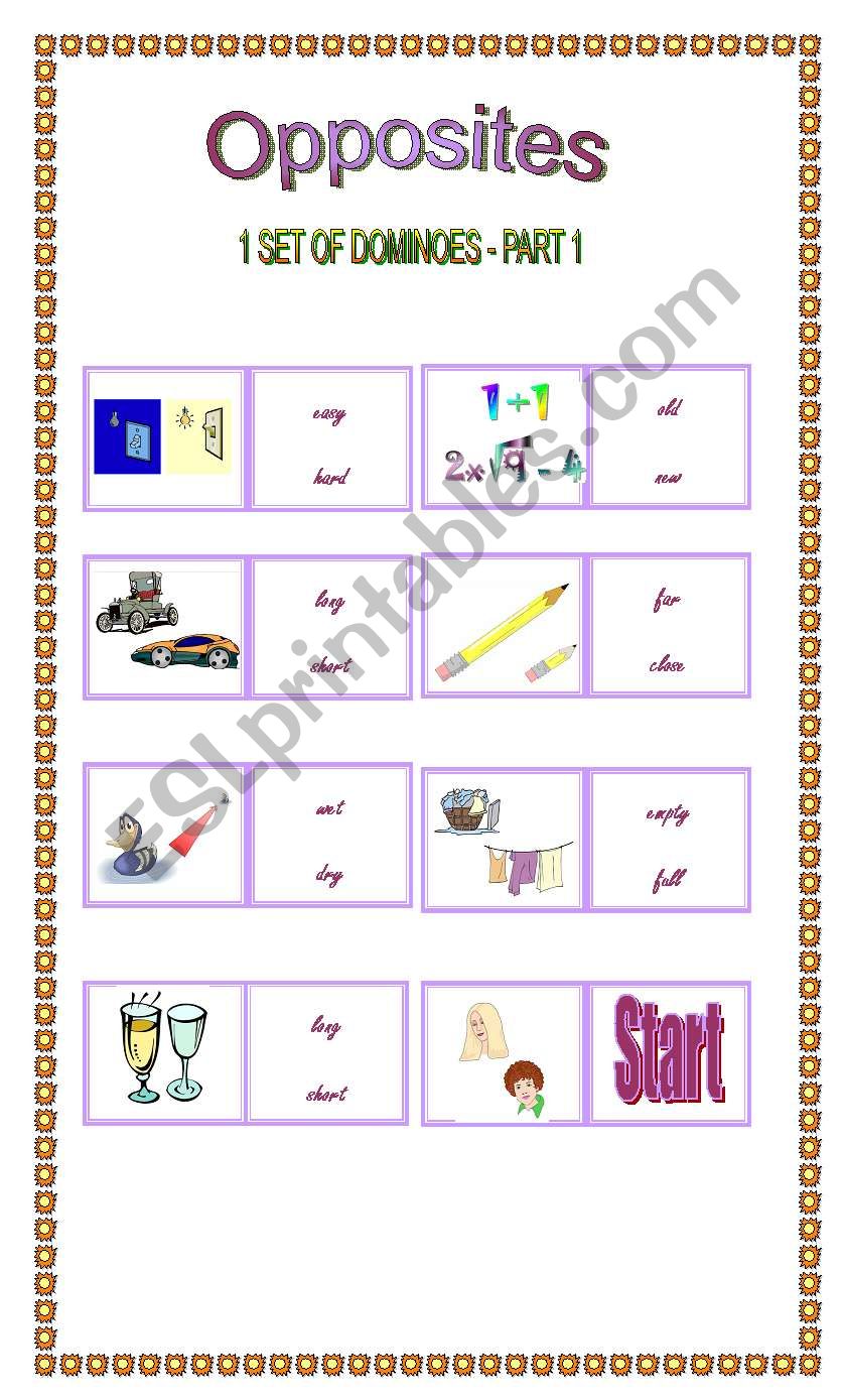 opposites domino - part1 worksheet