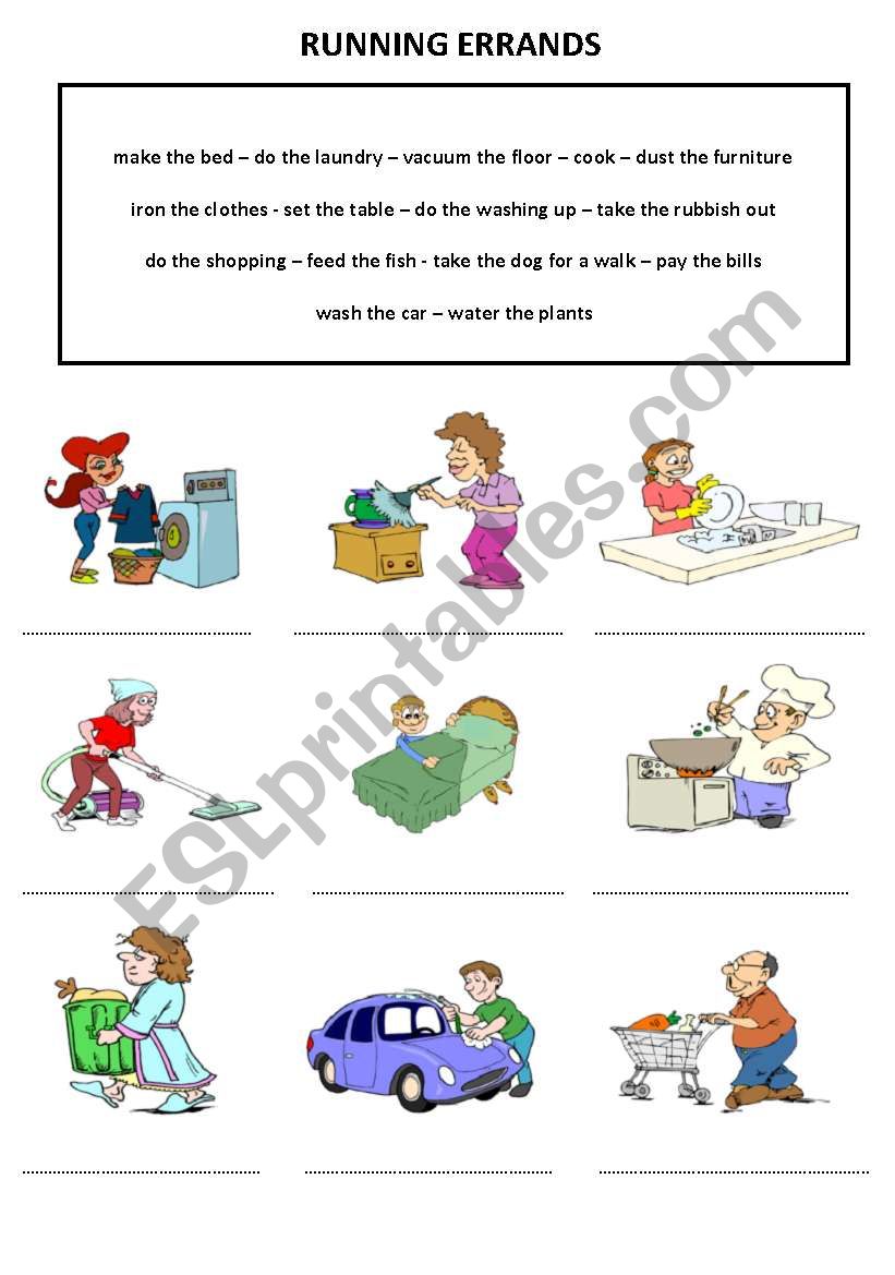 Household Chores Vocabulary worksheet