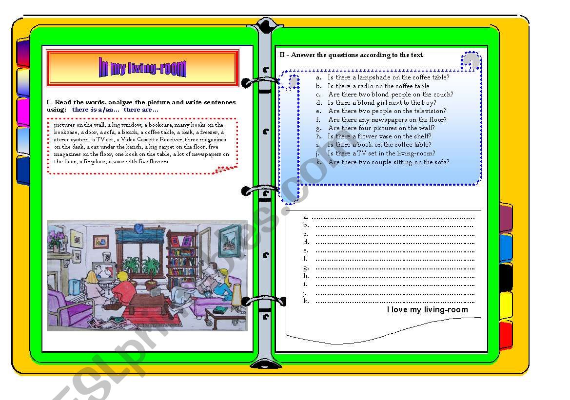 my living room worksheet